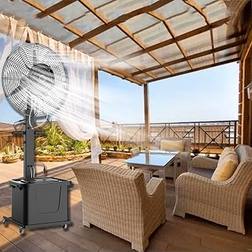 Outdoor Misting Fan, Pedestal Fan with 3 Speeds, 90 Oscillation, Cooling Fan for Outdoor Spaces, Outdoor Fan Misters with 11 Gallon Tank
