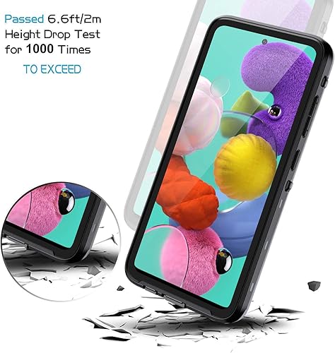 Miniatura 6 de Lanhiem Funda para Samsung Galaxy A51, funda impermeable IP68, a prueba de polvo, a prueba de golpes, con protector de pantalla integrado, cuerpo
