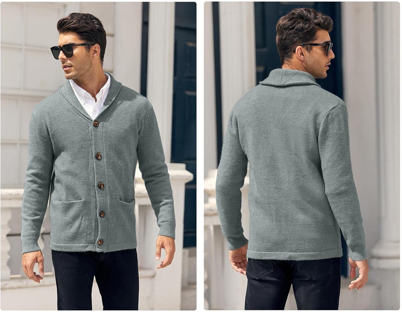 Runcati Mens Shawl Collar Cardigan Sweater Cable Knitted Button Down Sweaters Chunky Fall Winter Outwearcoffee - View #11