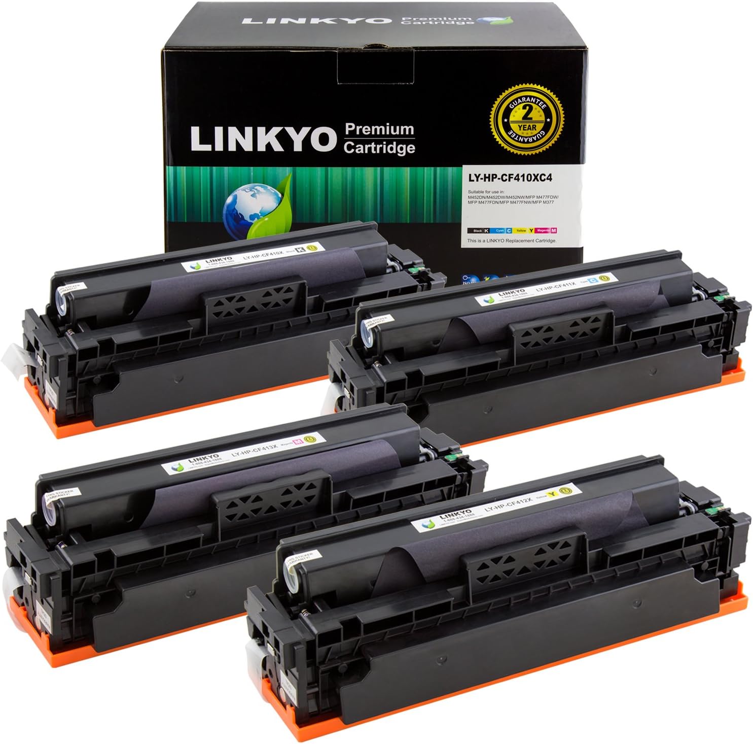 Black Friday - 70% OFF LINKYO Compatible Toner Cartridge Replacement for HP 410X High Yield 410A CF410X CF411X CF412X CF413X (Black, Cyan, Magenta, Yellow, 4-Pack) Amazon Crazy 🔥 Deals LINKYO Compatible Toner Cartridge Replacement for HP 410X High Yield 410A CF410X CF411X CF412X CF413X (Black, Cyan, Magenta, Yellow, 4-Pack)