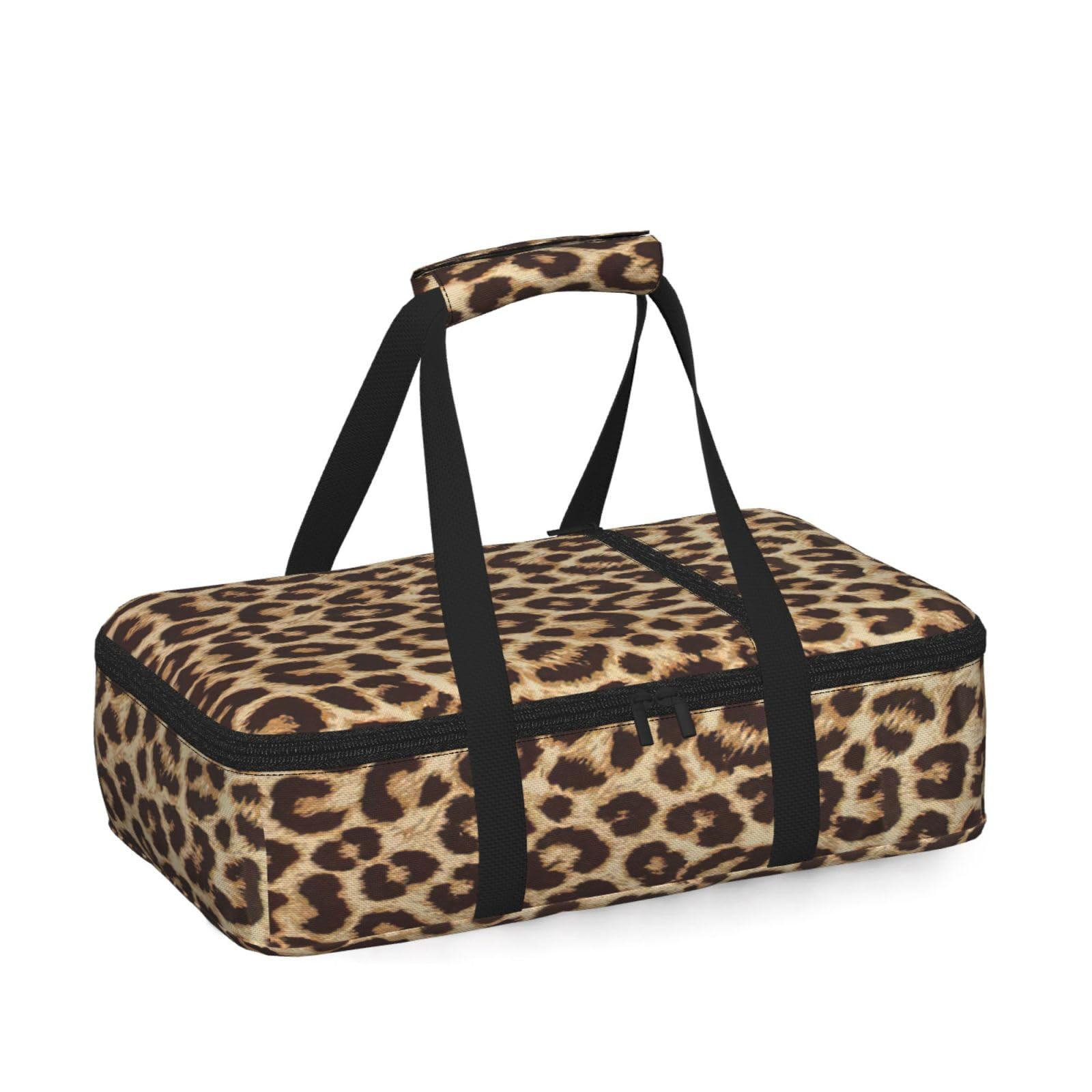 Leopard Pattern Print Insulated Thermal Food Storage Bag Daily Reusable Picnic Tote Lunch Box Home