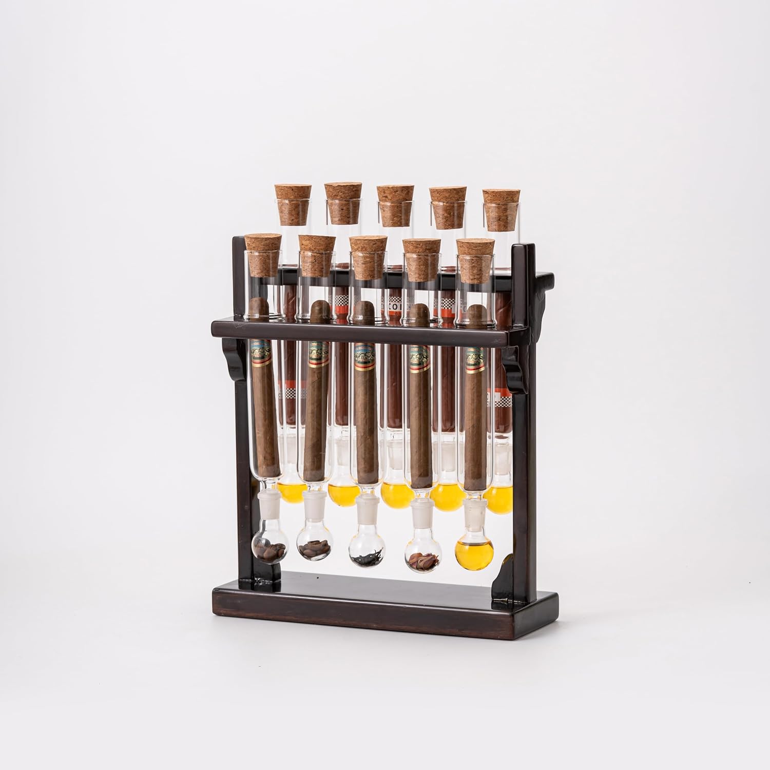 Cigar Flavor Infuser, Cigar Flavor Injector Humidifier, Cigar Infuser Kit, Cigar Infuser Glass Tube Kit, Glass Tubes with Wooden Stand,Adjustable Humidity Control Handmade DIY (CK-1001)
