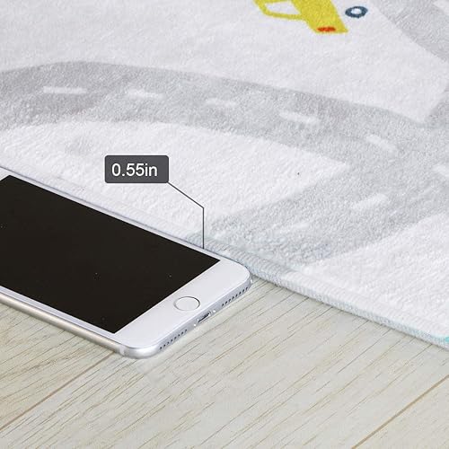 Miniatura 10 de LIVEBOX Alfombras grandes para habitación de niños, alfombra lavable a máquina de 4 x 6 pies para guardería, alfombra de autos de juguete educativo