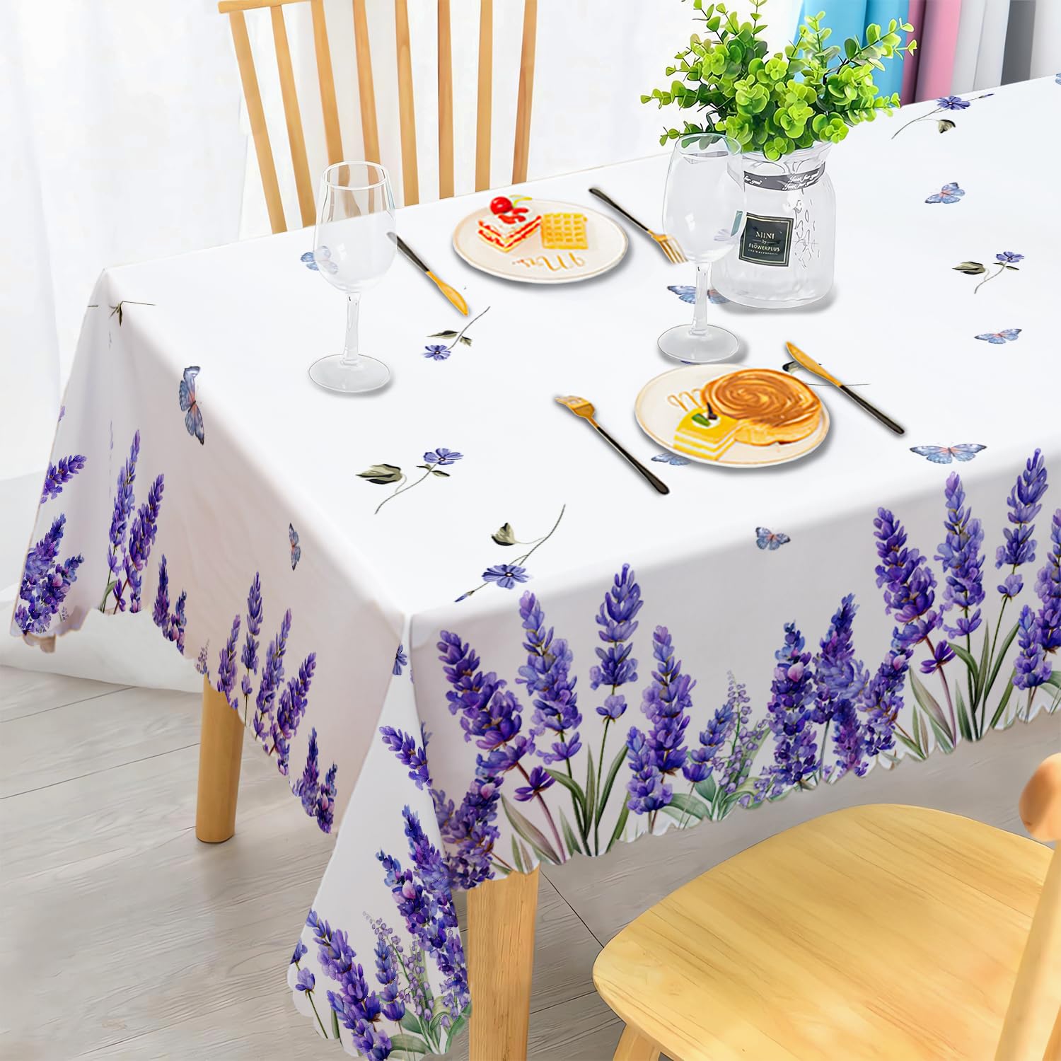 iEvery Tischdecke landhausstil Tischdecke Wasserdicht Anti-Falten Table Cloth für Küche, Esstisch, Couchtisch, Parteien, Abendessen