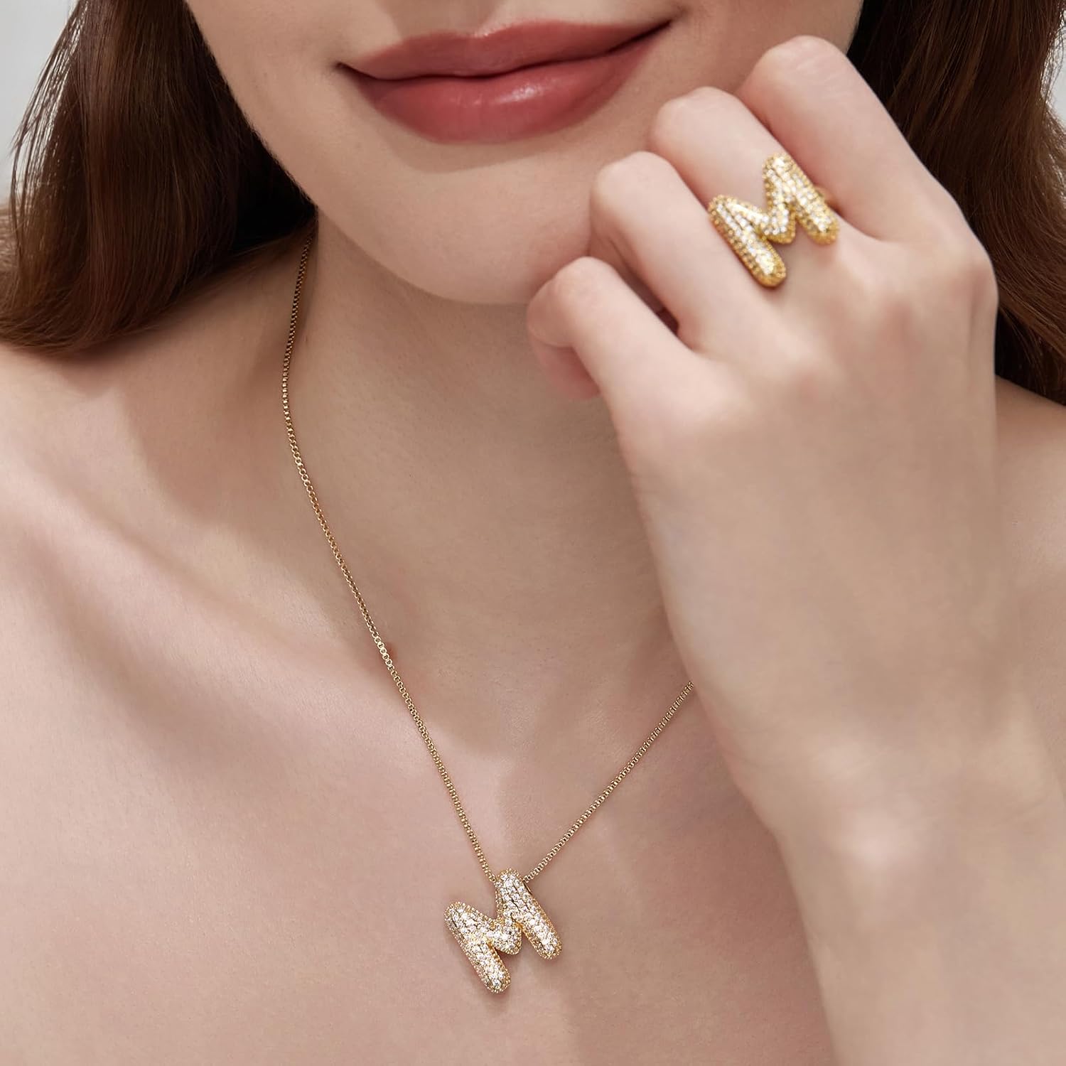 Cicy Bell Initial Necklace for Women 14k Gold Plated Cubic Zirconia Luxurious Personalized Dainty Letter Pendant Necklace Birthday Gifts - Image 3