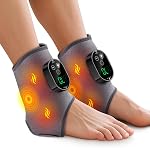 Heated Ankle Brace, Cordless Foot Massager with 6 Heat Settings, 3 Vibration Settings, 3 Timer Options, Rechargeable Heating Pad for Foot Ankle Calf, Ankle Support for Left and Right Foot, 2 Pack Black