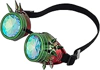 Vista 110 de Gafas caleidoscopio para raves trippy psicodélico steampunk con lentes de cristal de difracción de prisma arcoíris Negro
