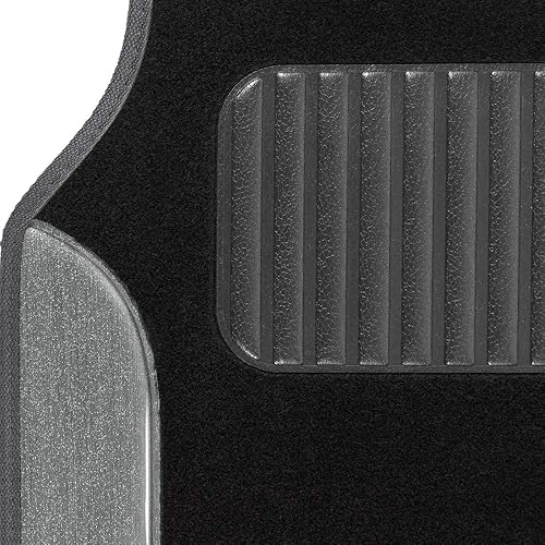 Miniatura 2 de BDK - Tapetes para auto con brillantina plateada - Elegantes tapetes de cuero sintético bicolor con características antideslizantes y almohadilla