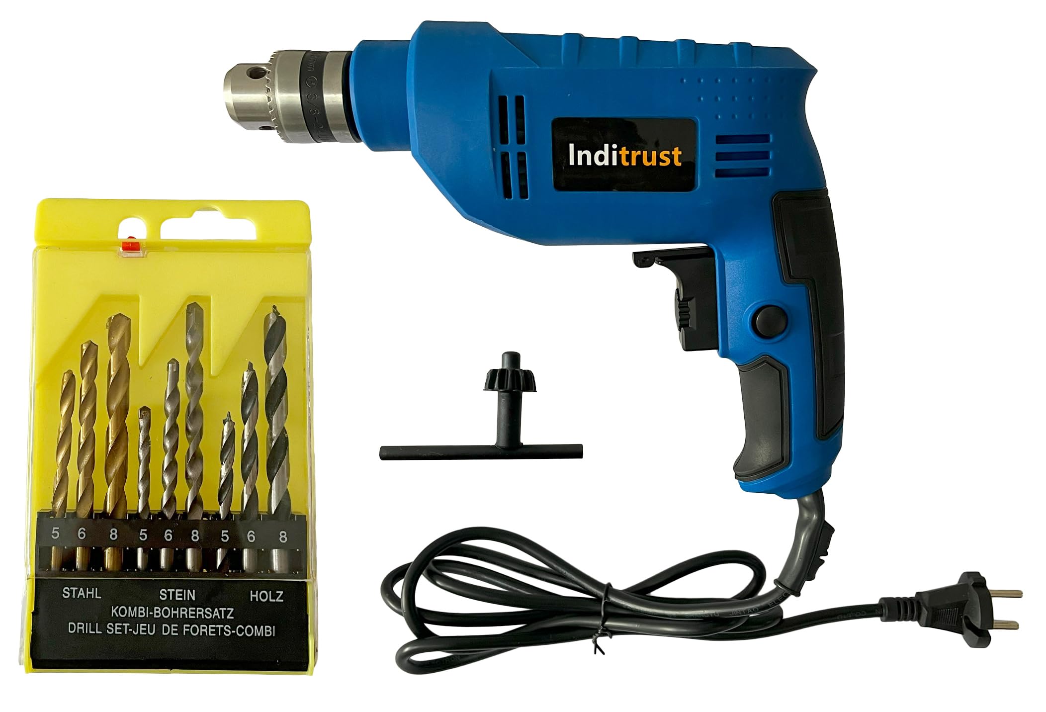 Sponsored Ad - Inditrust 6-MONTHS warranty 400W Reversible Drill Machine 100% Copper Winding with 9pc drill bits Set 3Wall,3 Wood and 3 Metal Bits.