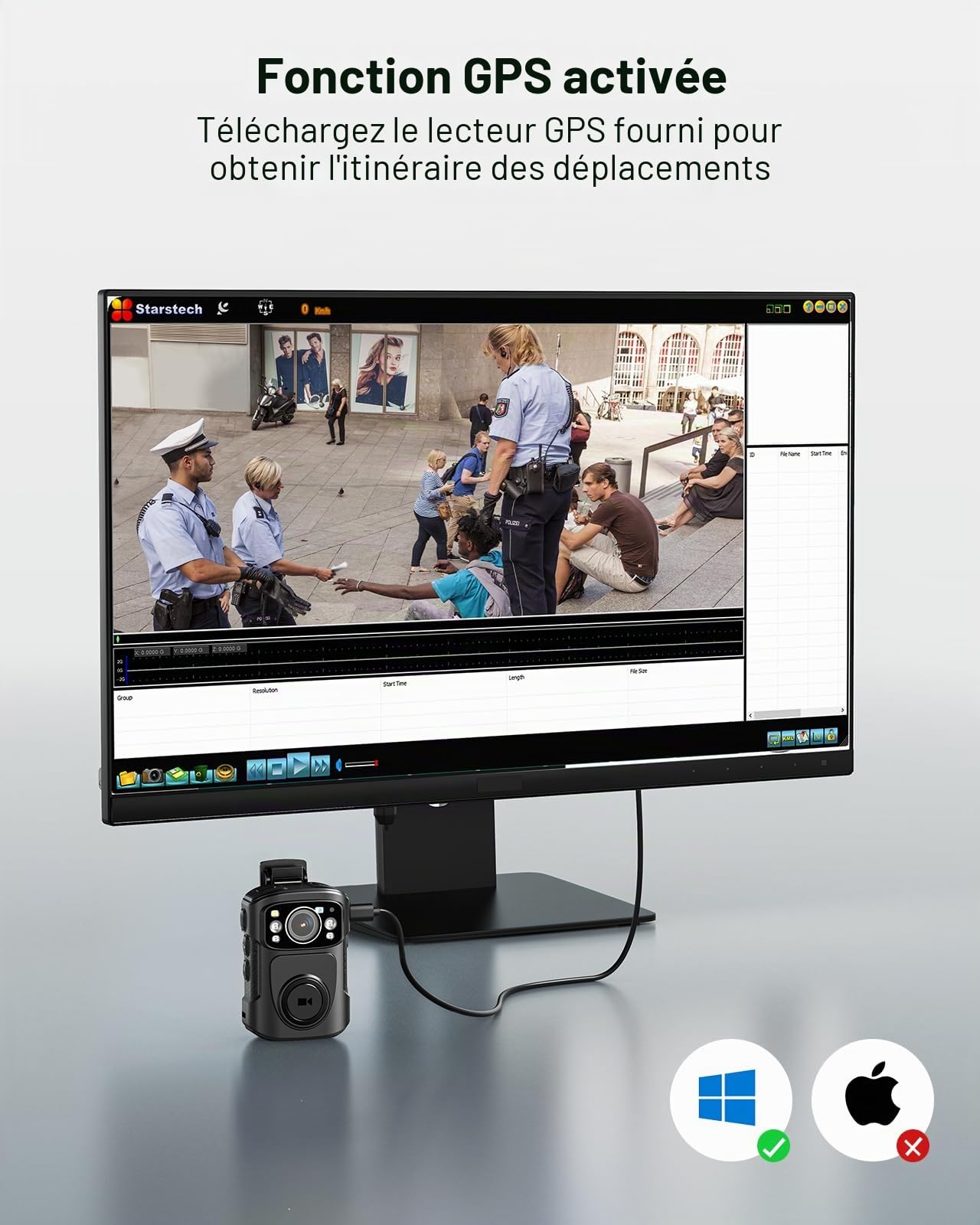BOBLOV Caméra Corporelle B4K5 4K, avec Batterie de 3 400 mAh pour 11 Heures d'enregistrement vidéo, Bodycam 128 Go avec Infrarouge, Station de Charge, pour la Marche, Les Forces de l'ordre