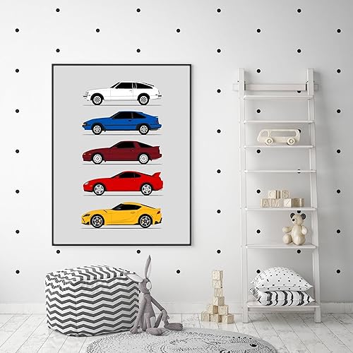 Vista 41 de Custom Car Posters Handmade Poster compatible with Toyota Supra Generations and Print of Toyota Supra - Blue, 11x14 Metallic Print (Unframed)