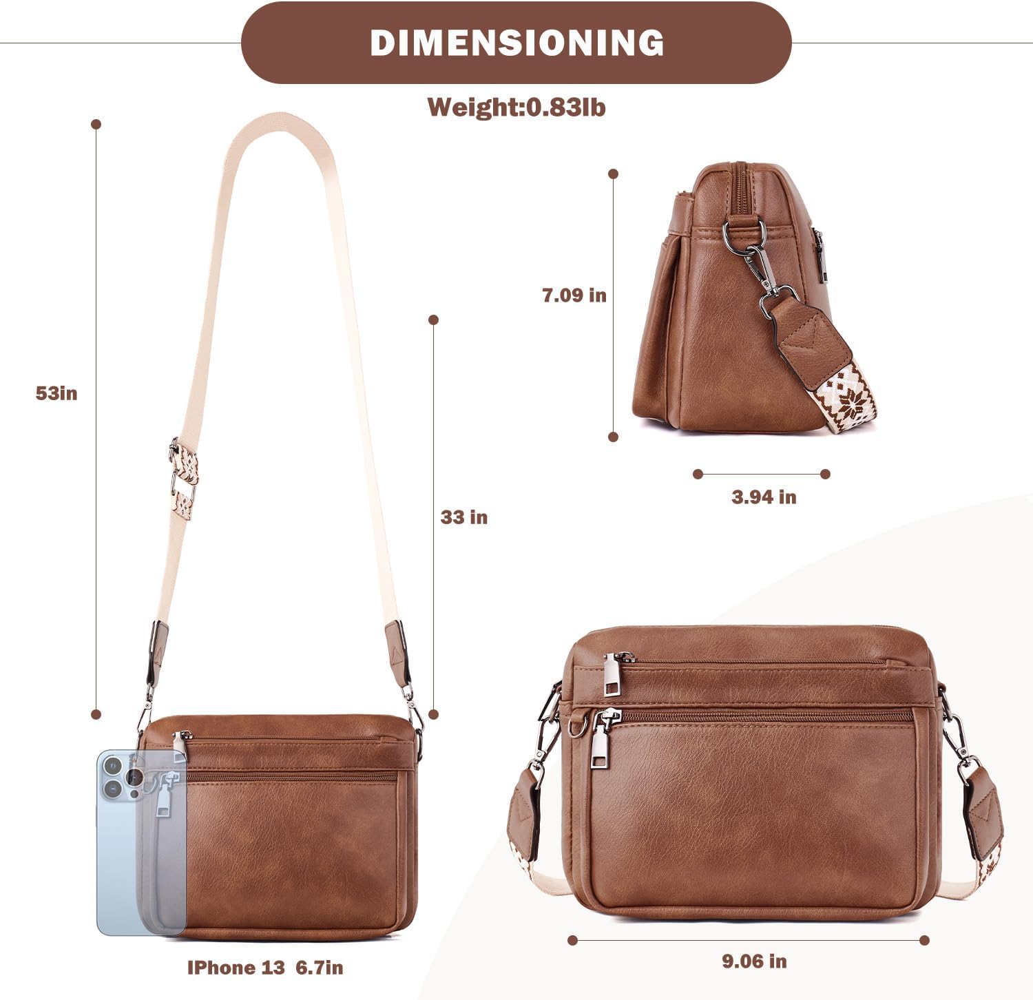 Crossbody Purses for Women Trendy,Vegan Leather Crossbody Bags,Cell Phone Camera Shoulder Handbags with Card Slots - Image 4