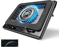 llano V12 Gaming Laptop Cooler Pad with 5.5" Turbo Fan, 15.6-21in Stand, Touch Control, LED Display, Dust Filter, Mouse Pad
