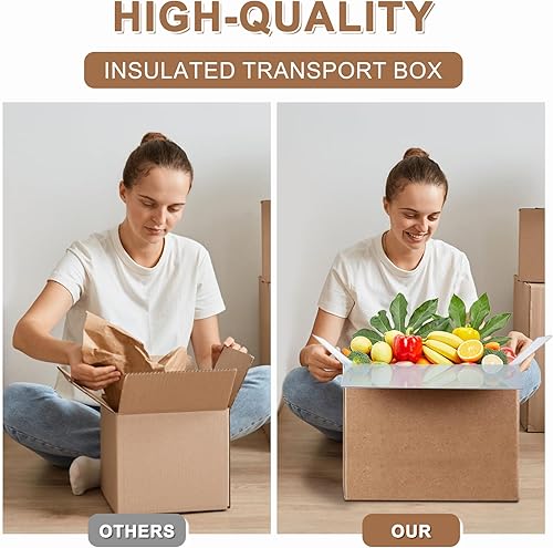 Miniatura 5 de 10 cajas de envío aisladas con forro de papel de aluminio, caja de envío térmica térmica para envío de alimentos congelados, caja enfriadora