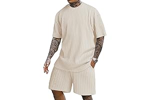COZYEASE Men's 2 Piece Outfits Short Sleeve Crewneck Summer T Shirt and...