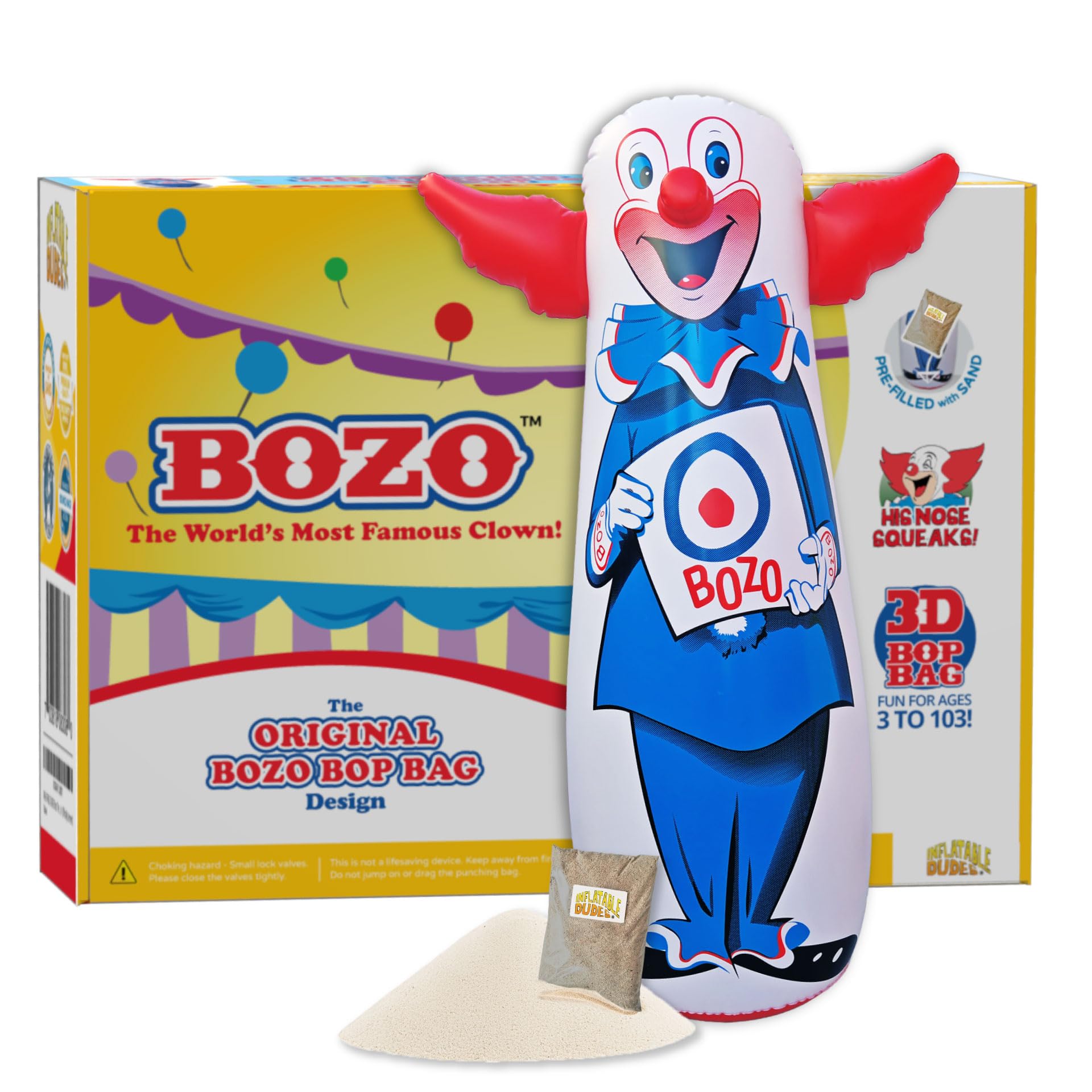 INFLATABLE DUDES Kids Punching Bag- Bop Bag | Sand-Base