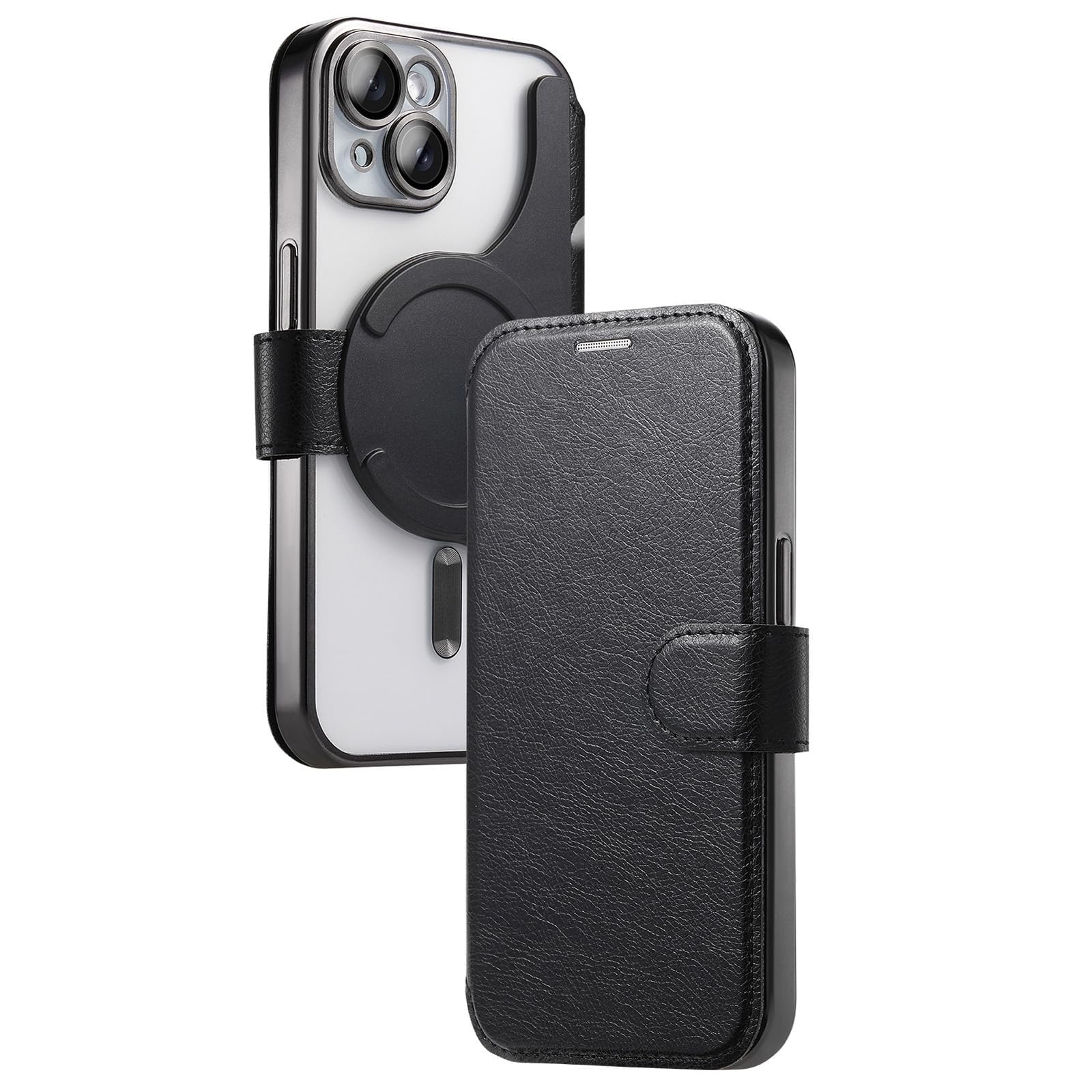 Rabat magnétique et coque iPhone 16 Pro mince cristal plaqué
