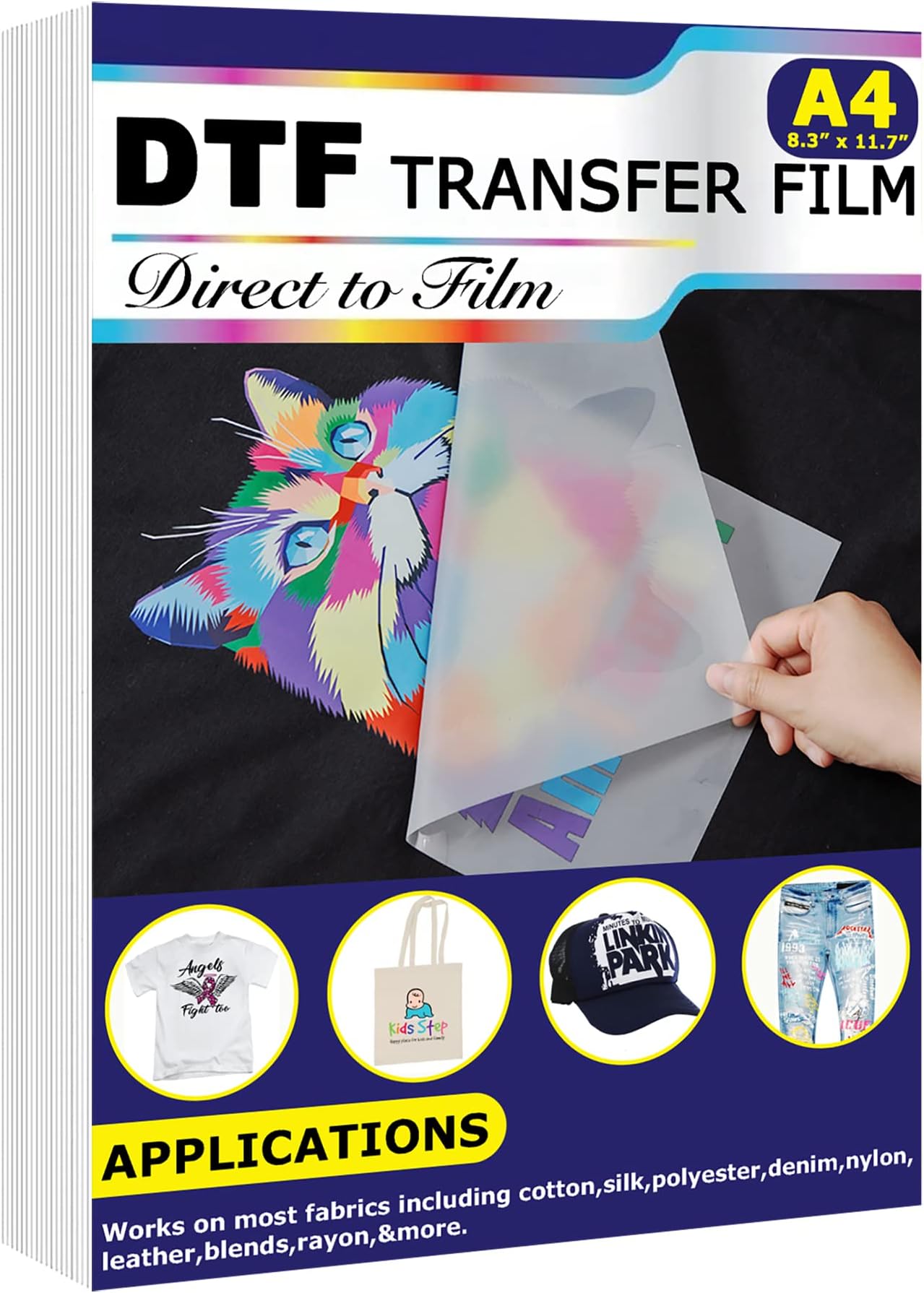 DTF Transfer Film(8.3" x 11.7")20 Sheets PET Direct to Film Heat Transfer Paper for All DTF&DTG Printer,Matte DTF Film for Sublimation Black White Light Dark Fabric T-Shirt