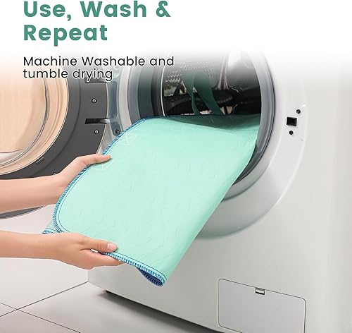 Miniatura 6 de Almohadilla de cama de posicionamiento con asas de secado rápido de 34 x 52 pulgadas, almohadillas para incontinencia de 8 asas, lavables,