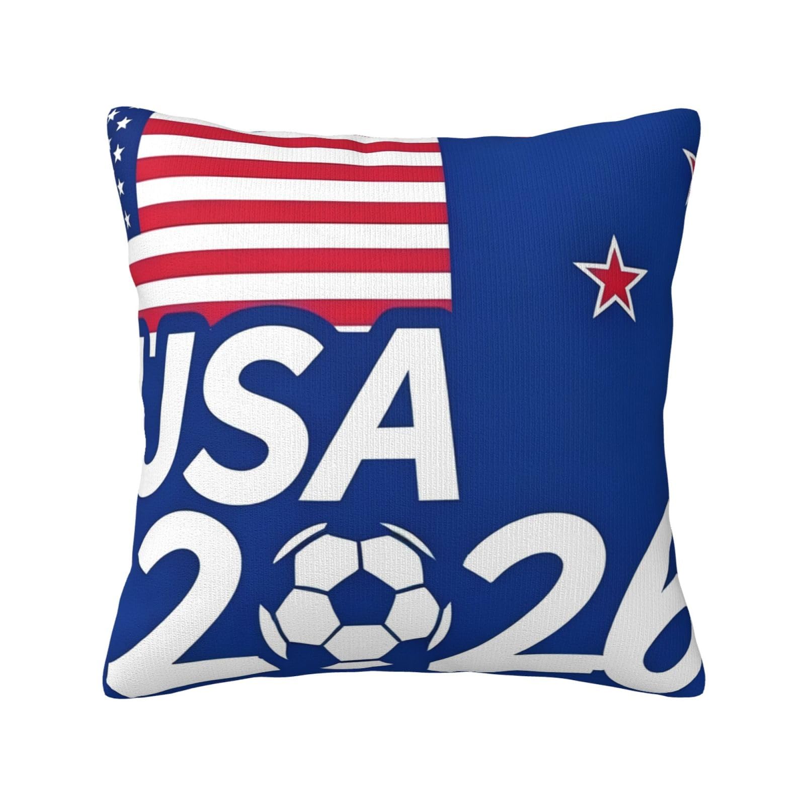 USA-Flag Print Decorative Throw Pillow Covers for Sofa, Outdoor and World Cup Celebrations