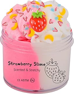 Strawberry Scented Cloud Slime,Pink Non Sticky,Stress Relief,Super Soft and Stretchy Clay Sludge Toy,Birthday Gifts,DIY Slime Party Favor for Girls Ages 8-12(200ml 7oz)
