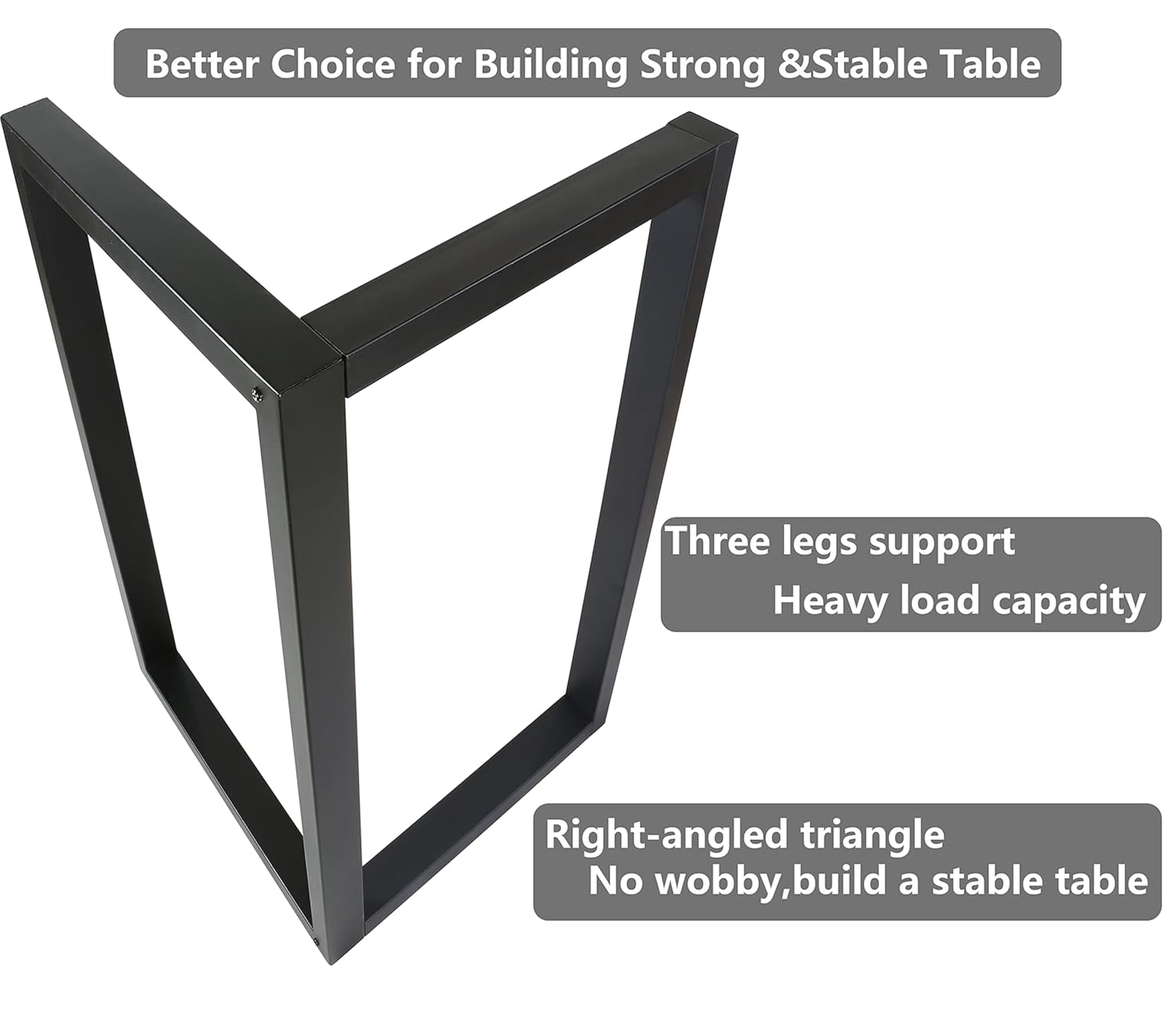 Ventuos 28x18 Inch Metal Table Desk Legs – Set of 2 Modern L-Shape Welded Cast Iron Legs for Dining Tables, Desks & Industrial Furniture | Heavy-Duty Black Base for DIY Custom Table Projects 3