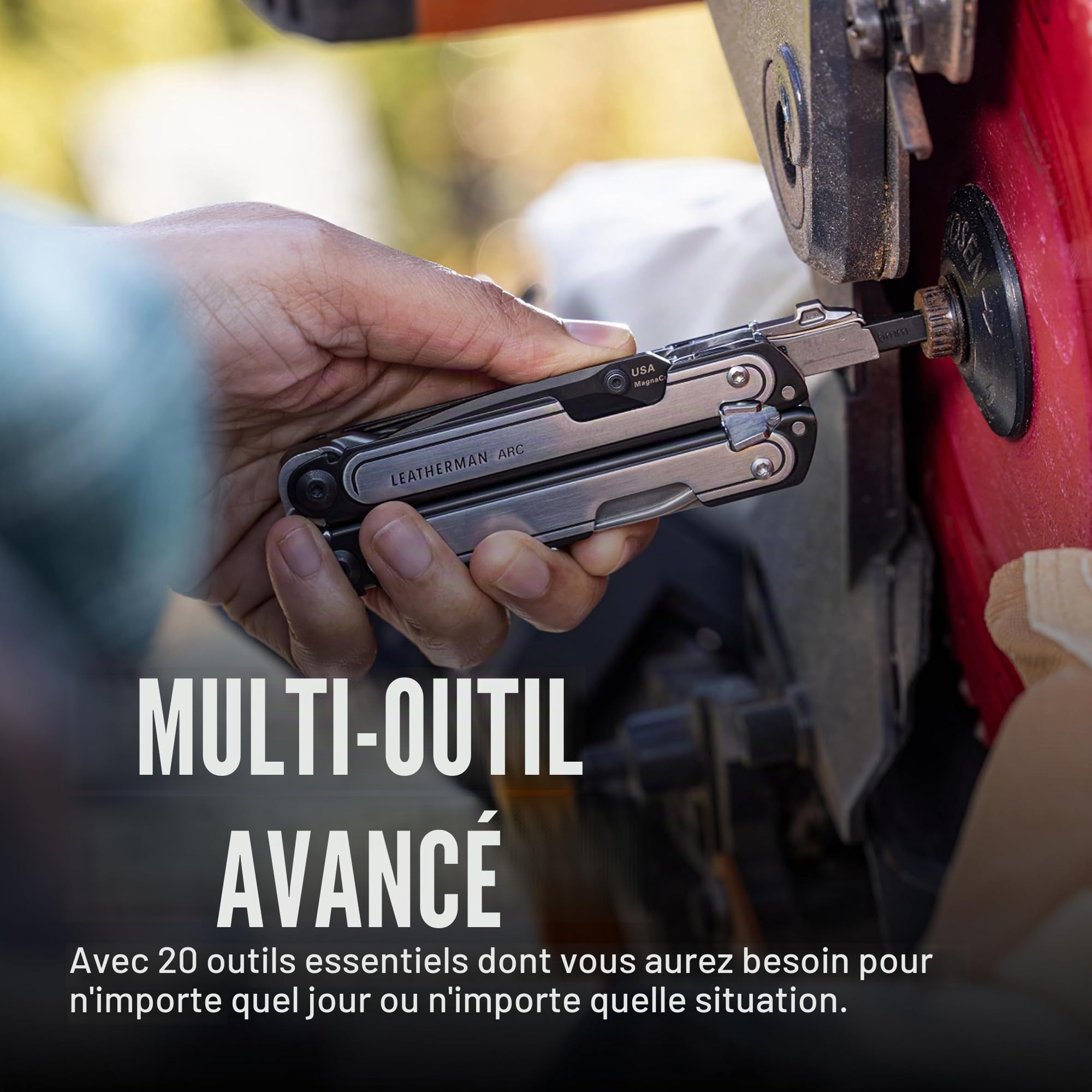 Leatherman Arc Pack Outil Multifonction, Étui et Kit d’Embouts - 20 Outils avec Lame en Acier MagnaCut, Étui Heritage Leather Marron Taille M et Kit d’Embouts 42 Outils