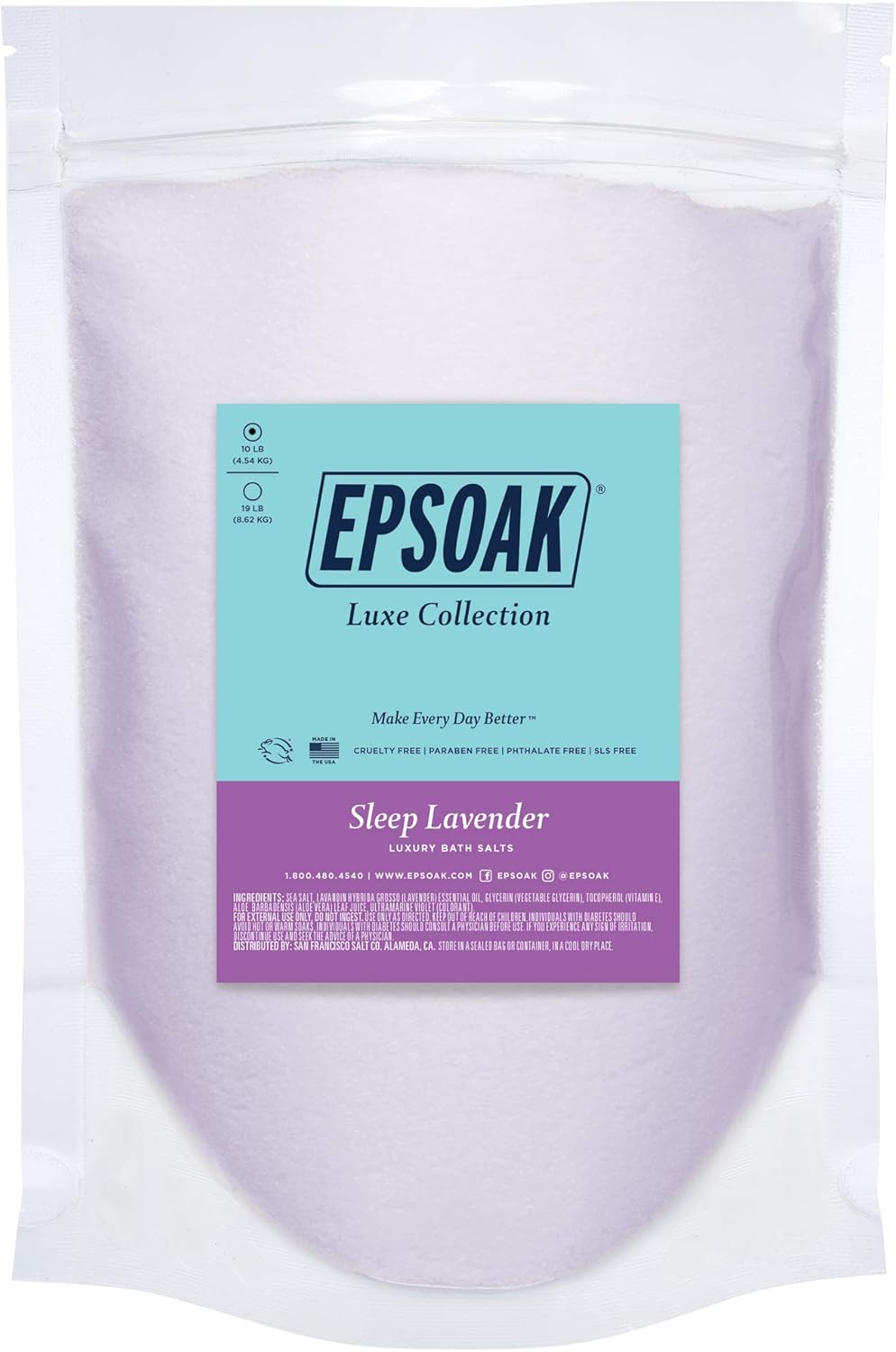 Sleep Lavender Bath Salts 10 lb. Bulk Bag by San Francisco Salt Company