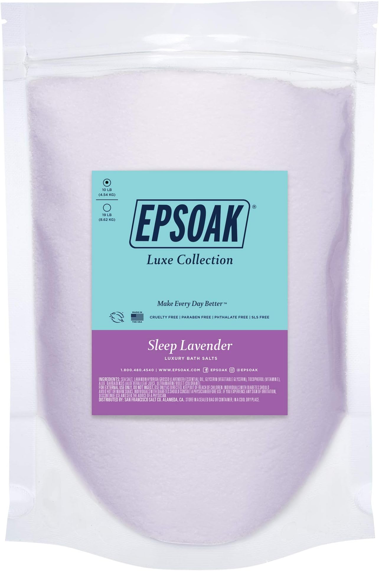 Sleep Lavender Bath Salts 10 lb. Bulk Bag by San Francisco Salt Company