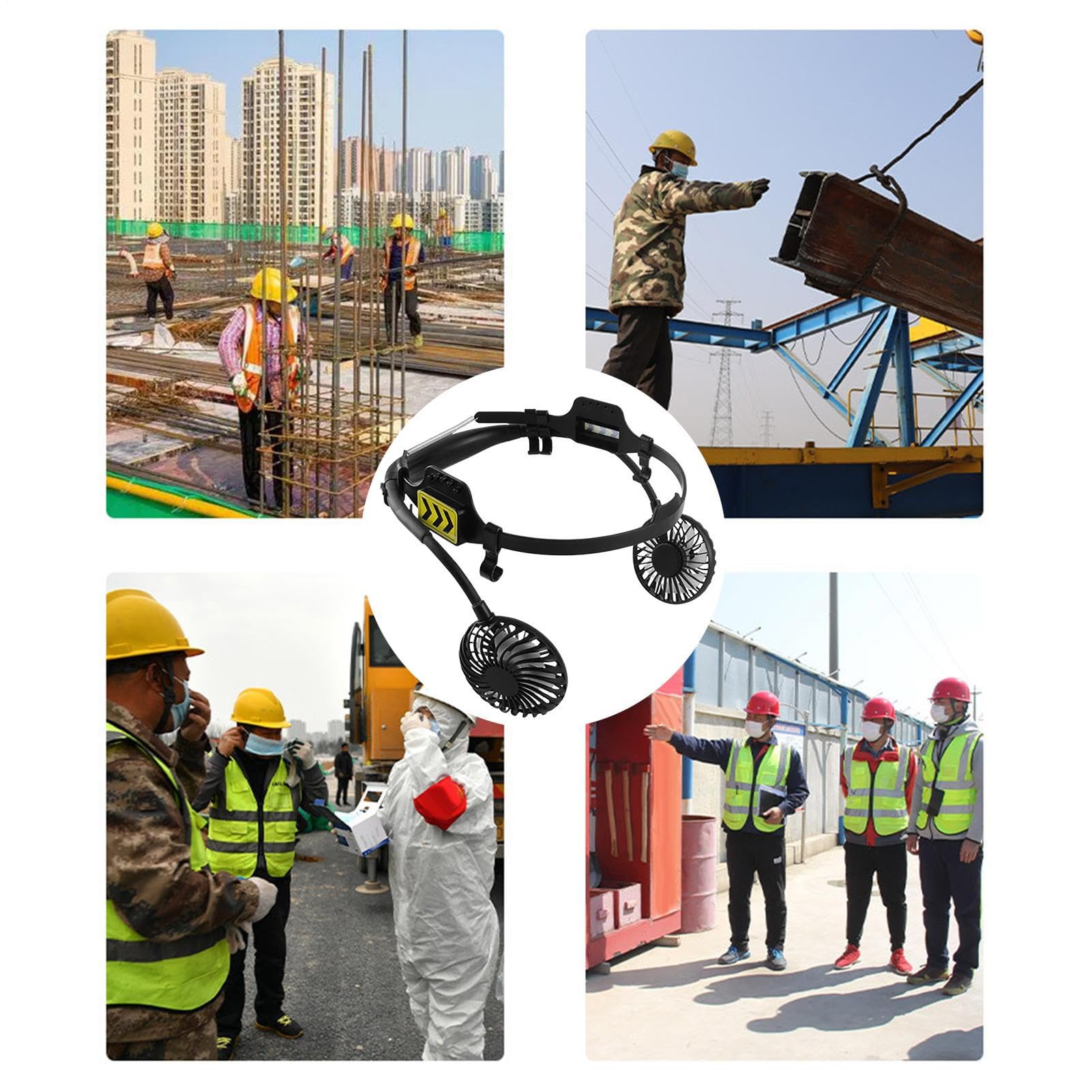 Ventilador De Casco De Seguridad: Equipo De Refrigeración ABS, Dispositivo De Casco De Seguridad Ajustable De 3 Velocidades, Accesorio De Luz LED | Ventiladores Portátiles De Construcción Para El