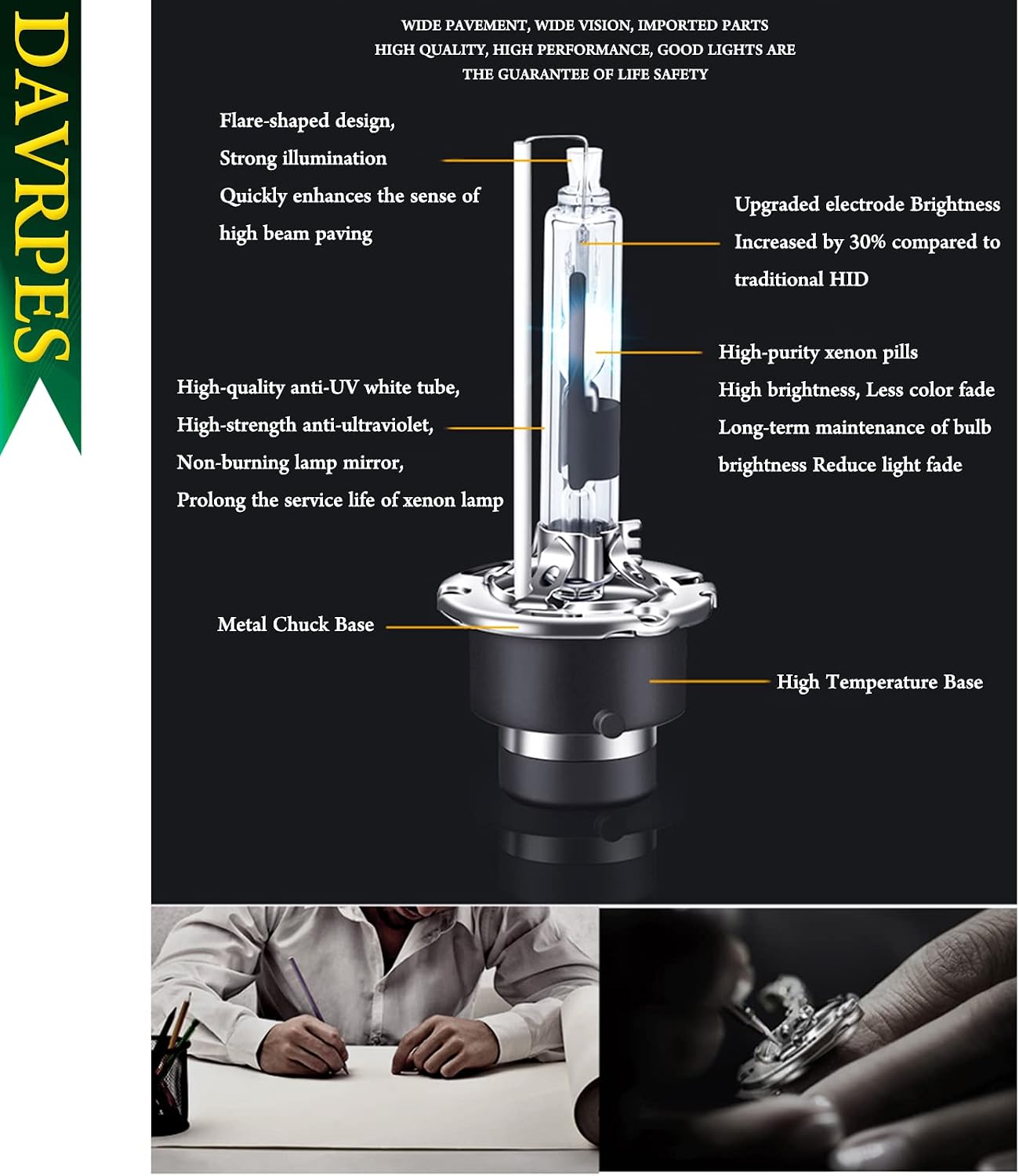 D2R 35W 6000K Cold White Xenon HID Headlight Bulbs Replacement for Low Beam High Beam 85126UB 66250 85126WX Waterproof Headlight Bulb -Pack of 2PCS