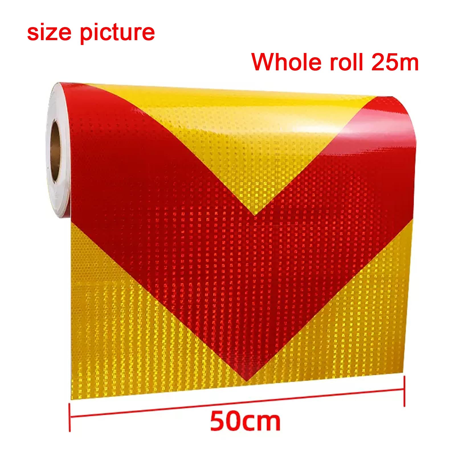 Cinta Reflectante de Flechas de 50 cm X 25 Metros, Cinta de Seguridad, Cinta de Advertencia, Pegatina Reflectante Autoadhesiva Impermeable, Amarilla Y Negra/Red Yellow
