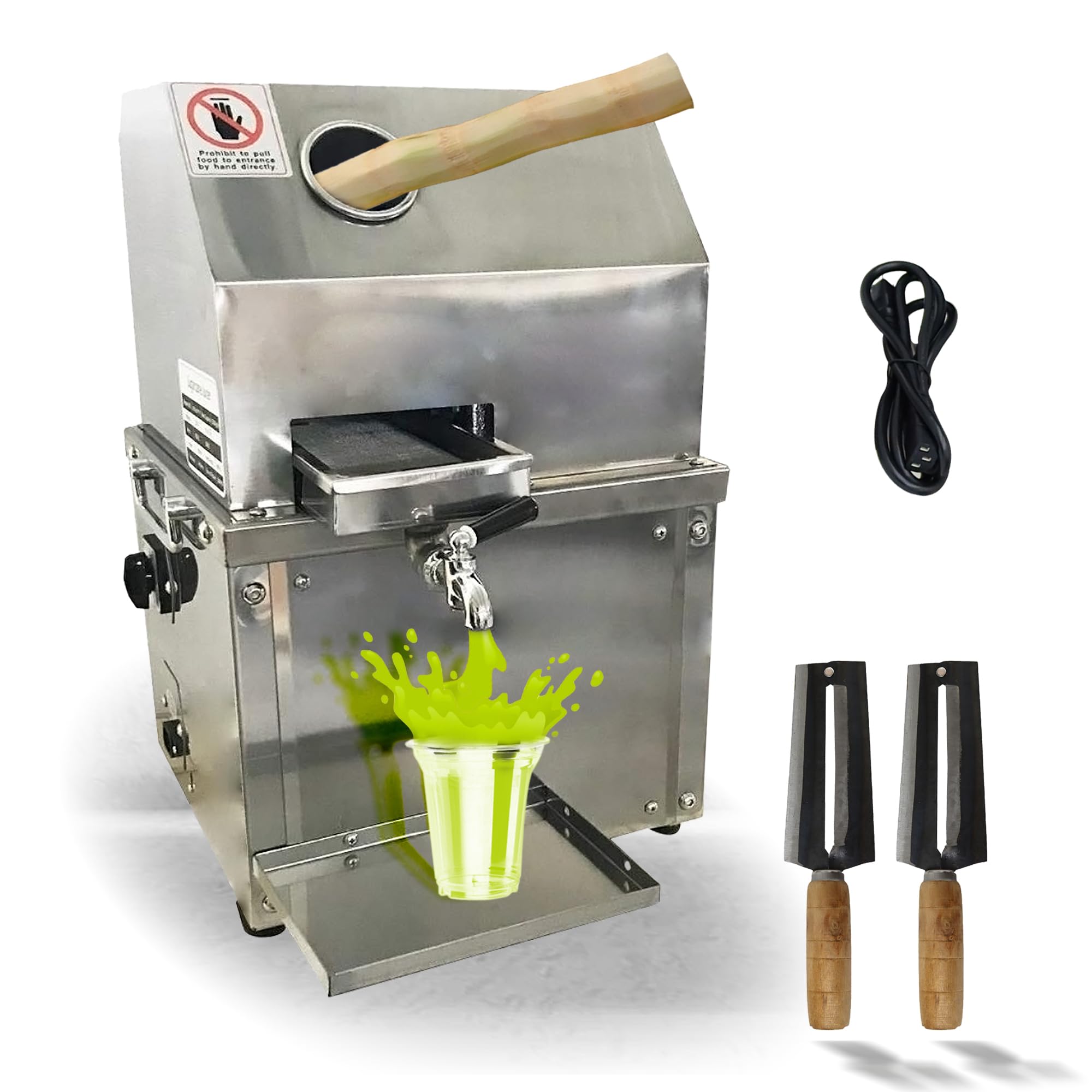 IntXanth Electric Sugar Cane Juicer Machine, 800W Commercial Sugar Cane Juicer Press Machine, 661 lb/h High Output, Stainless Steel Rollers, 2 Peelers, Sugarcane Juice Extractor
