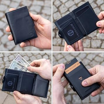 TRUSADOR Toscana Üç Katlı Deri Cüzdan Erkekler ve Kadınlar İçin RFID Korumalı Kart Tutucu