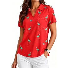 PINSPARK Womens Golf Shirt Short Sleeve Polos UPF 50+ Collared Tennis Tops