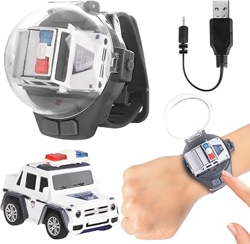 SitertCF Watch Remote Control Car Toy for Kids,New Mini 2.4 Ghz Racing Game Wrist Cars Easter Toy with LED Light,Watches Remote Control Car for Boys and Girls Birthday Gifts,USB Charging,White