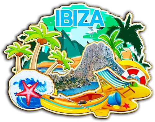 Imán de madera para nevera Ibiza España España Monumentos 3D Viajes Coleccionables Recuerdos Decoración Hecho a Mano -2452