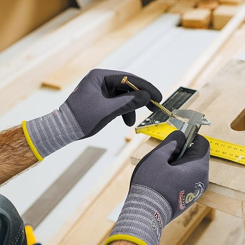 Miniatura 10 de KAYGO Guantes de trabajo de seguridad con revestimiento de nitrilo de microespuma, 3 pares KG18NB, guantes de nailon de punto sin costuras con dedos