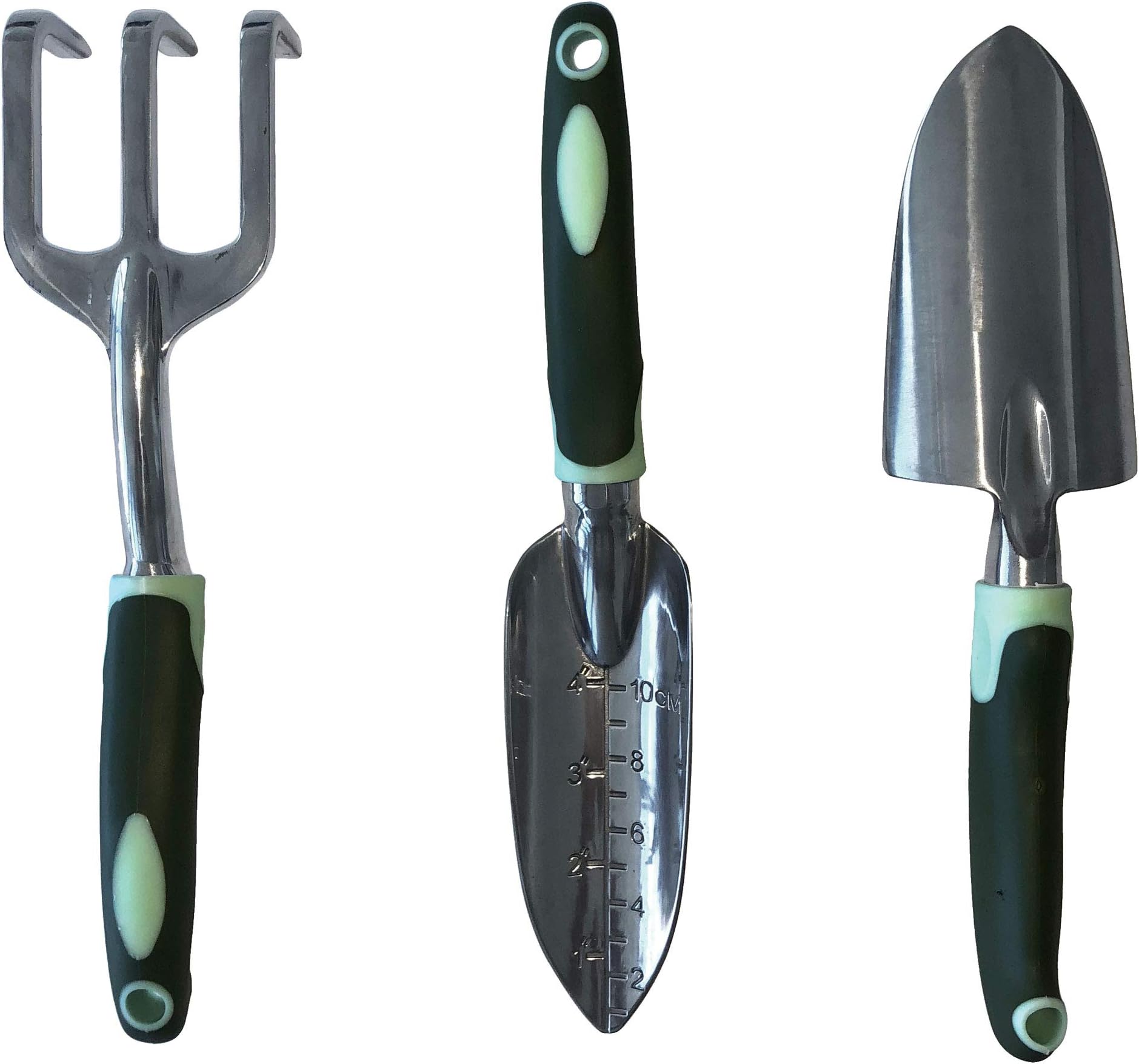 Garden Tool Set - Stainless Steel Gardening Tools - includes Trowel - Transplant Trowel & Hand Rake -Rubberized Handles - Gardening Gifts for Women and Men - (Set 3 Piece)