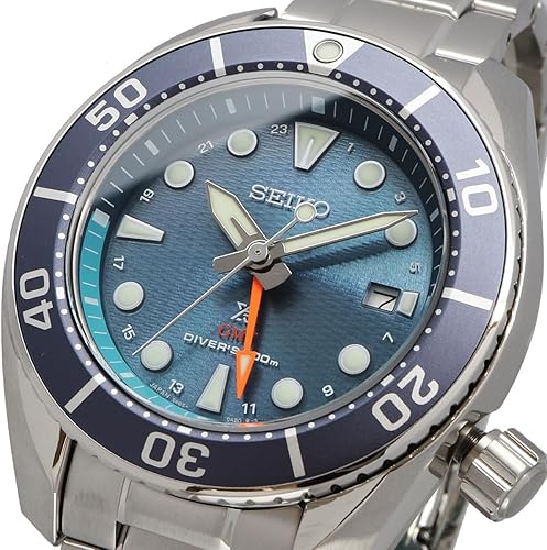 Miniatura 2 de Seiko SFK001J1 Prospex Solar Divers Sea Solar GMT SUMO Diver's 200m Men's Watch, Blue, Bracelet Type