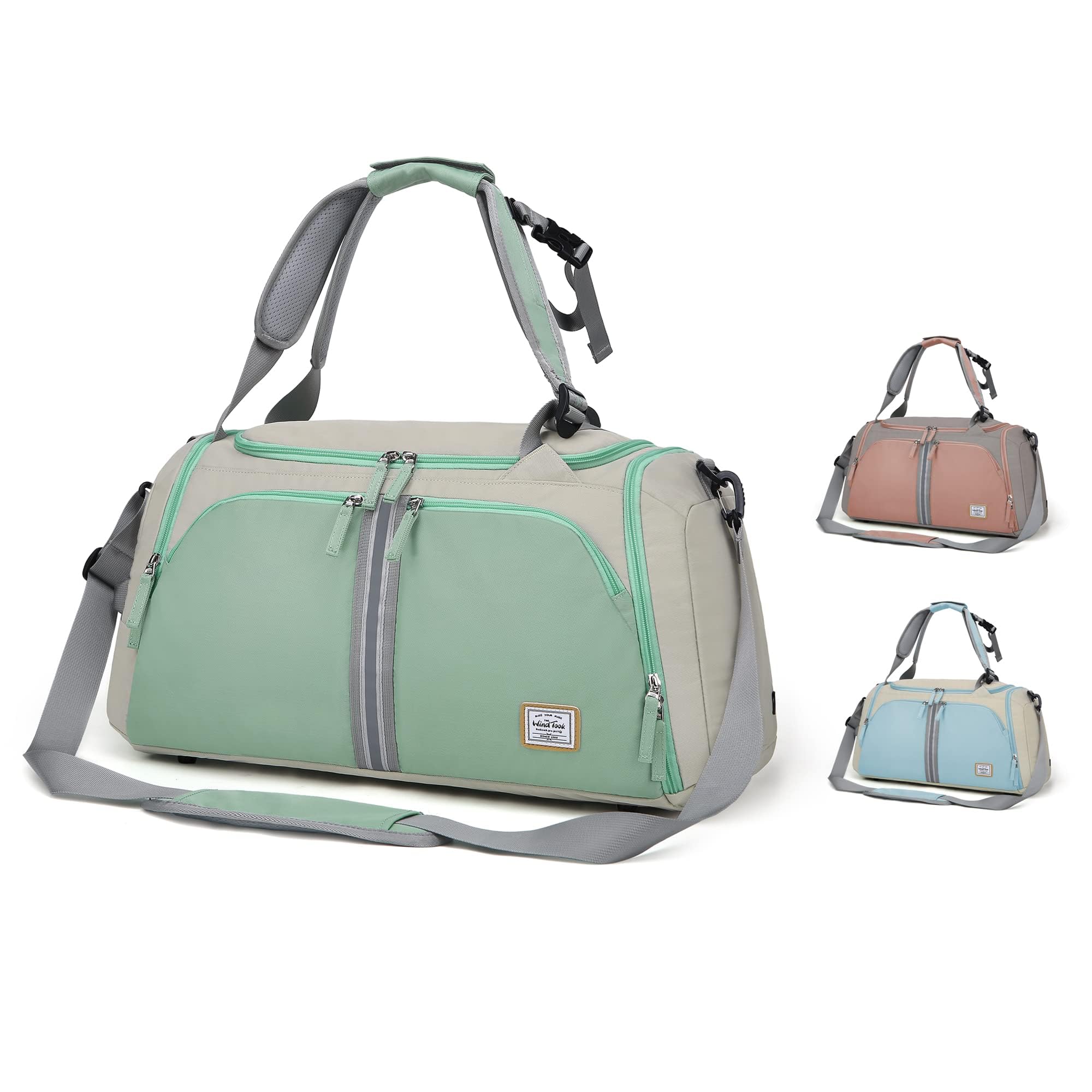 WindTook 40L Borsa Sportiva da Donna Zaino 2 in 1 Borsa da Fitness Borsa da Viaggio Borsa da Allenamento con Scomparto per Scarpe Borsone Borsa da Ballo Weekender Sport Fitness Yoga 53x27x27CM