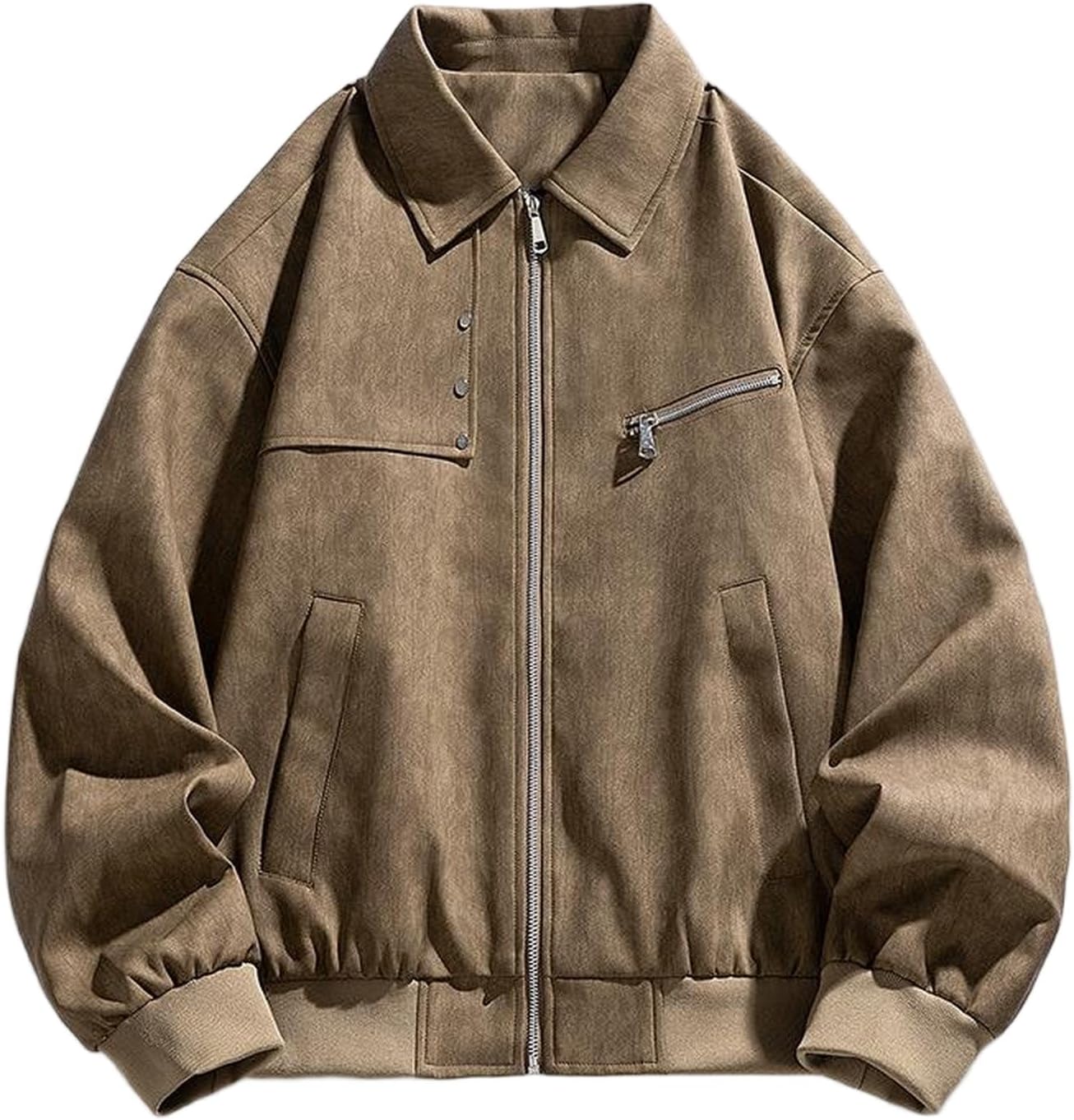 Men's Faux Leather Zip Up Bomber Jacket 90S Vintage Biker Racing Moto Jackets Streetwear Coats, L-4XL