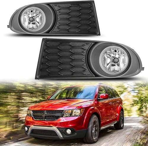 Juego de luces antiniebla para Dodge Journey 2010-2020 con bombilla + cubierta de bisel negro, montaje de lámparas antiniebla de conducción de
