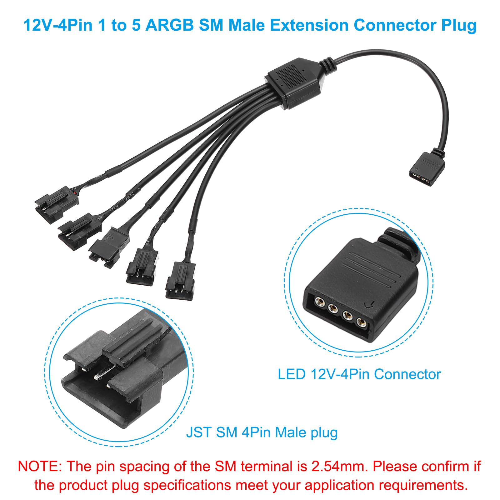 PATIKIL 12 V 4 Pin to SM4P Female Divider Cable, 2pcs PWM Fans RGB