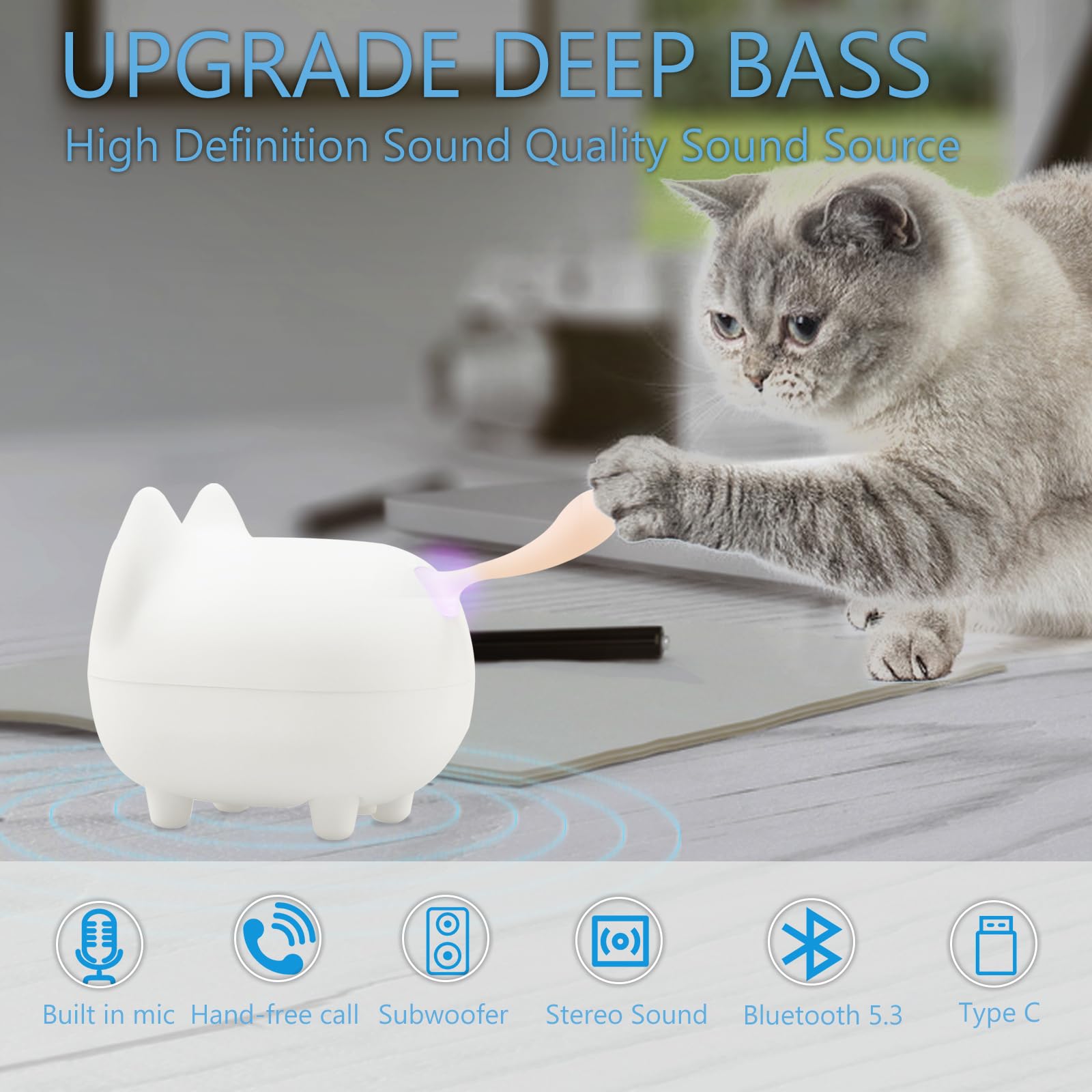 Squishmallows Cam The Cat Plush Haut-Parleur Portable En Peluche Portée Bluetooth 10 M Contrôle Du Volume Son Riche Haut-Parleur Stéréo Couplage Automatique Rapide Et Facile Boutons De Lecture, Pause