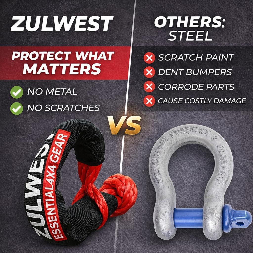 Soft Shackle Recovery Kit (2-Pack) – Soft Shackles for Recovery, Off-Road & Towing, 1/2” x 22” Synthetic, 48,300 lbs Break Strength for Jeep, Truck, SUV, ATV & UTV