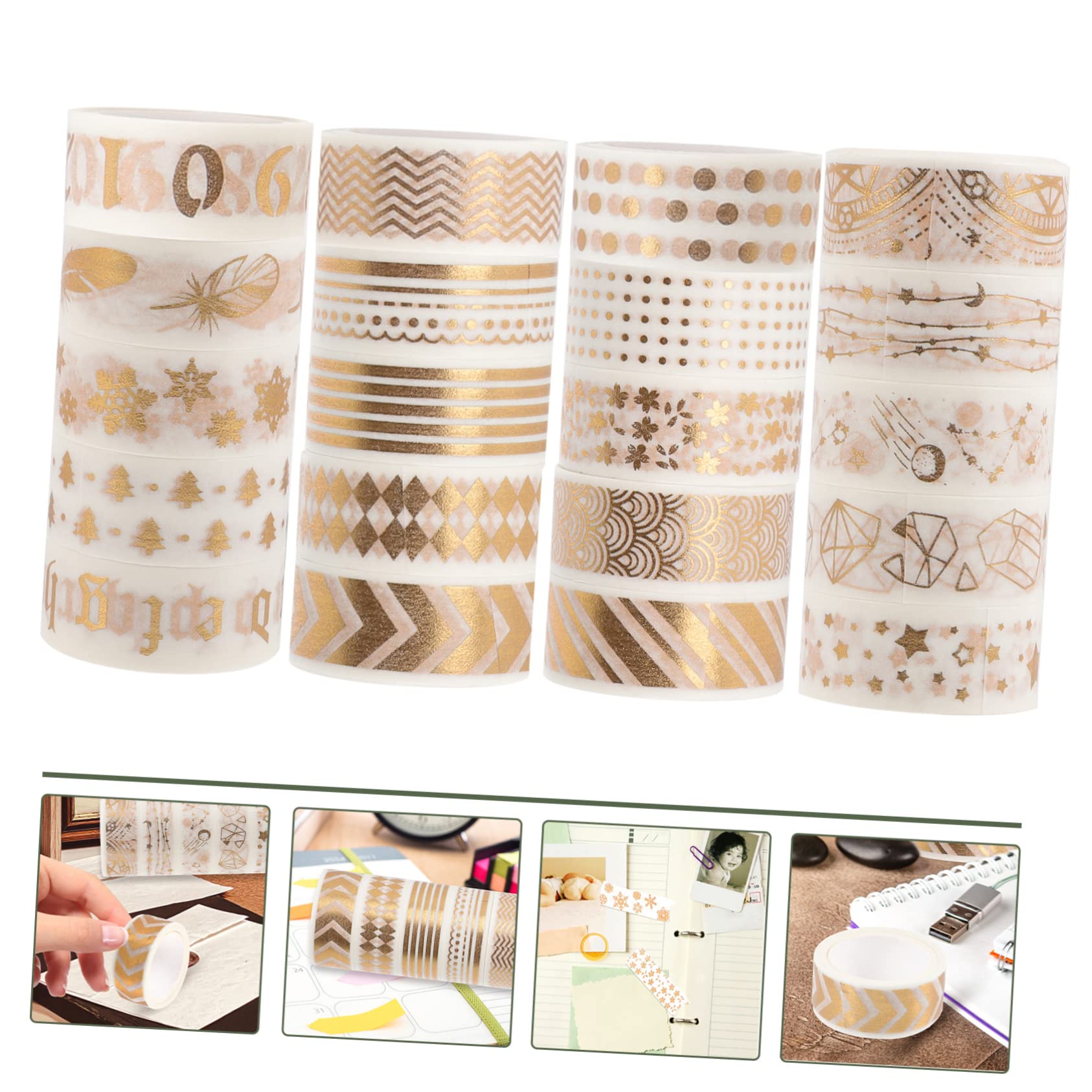 SEWACC 40rollos Cinta Washi Diseño De Estampado Dorado para Manualidades y Scrapbooking para y Álbumes De Recuerdos