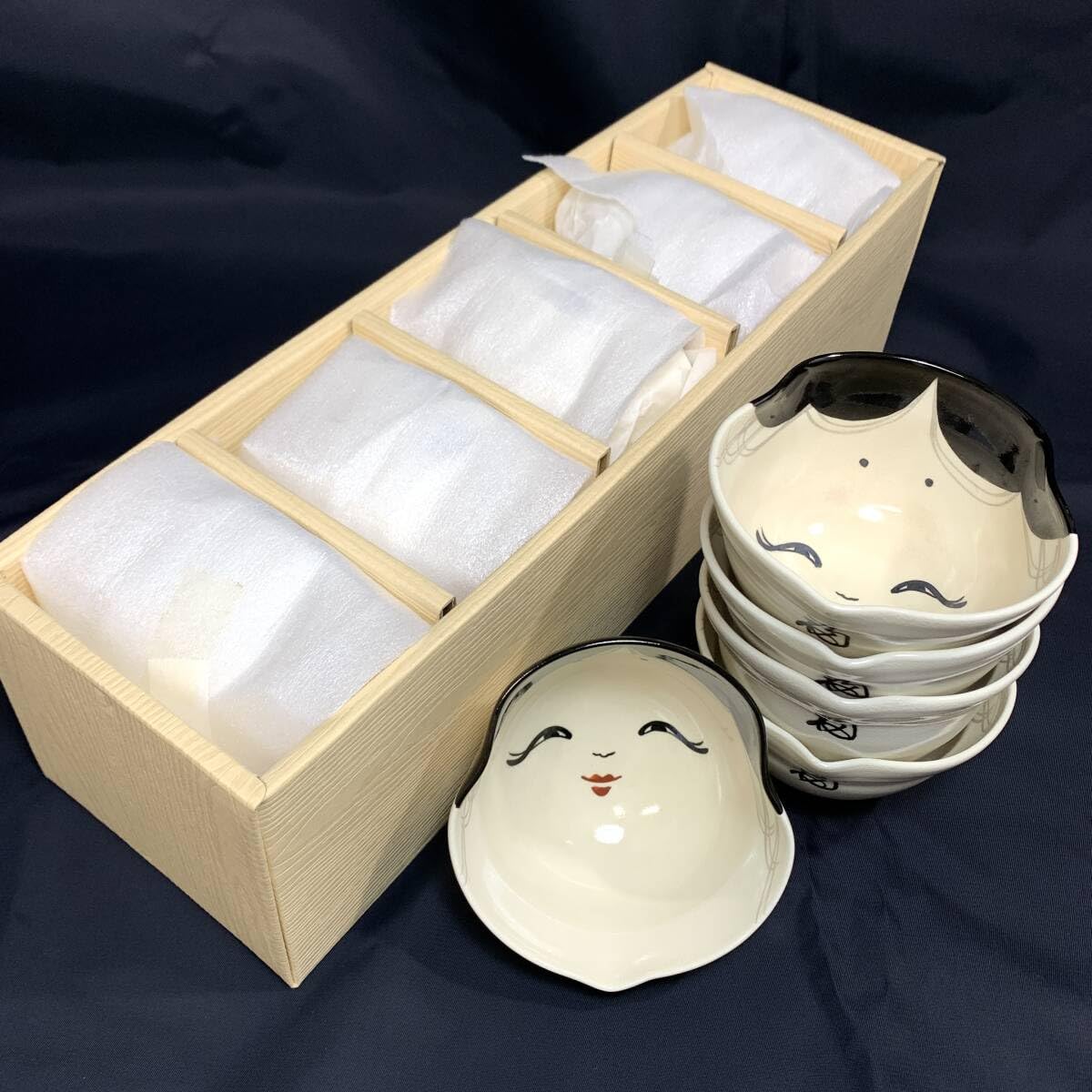 Amazon.co.jp: /平安桐鳳 汲出茶碗 お福 10客 京焼 おかめ 小鉢 取り鉢 