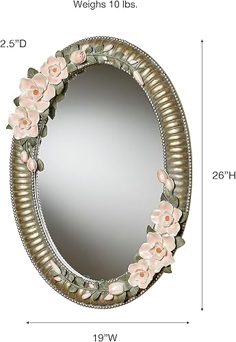 Miniatura 3 de Touch of Class Magnolia Elegance - Espejo de pared ovalado dorado champán  Espejos de estilo floral para dormitorio, sala de estar, baño