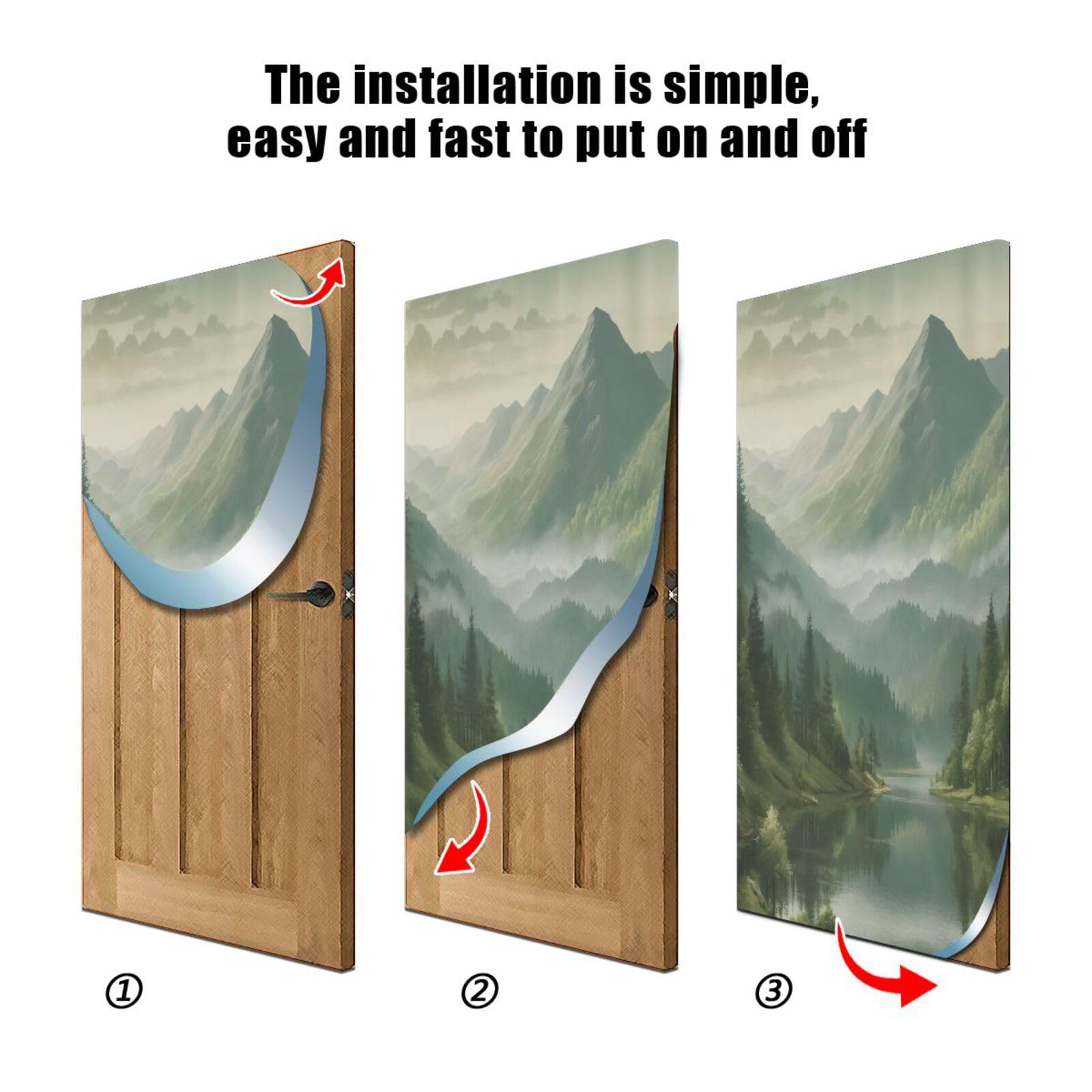 FLildon Meadow Woods and Mountain Door Cover Decoration, Party Accessory Porch Decor for Festive Ornament Room Door Covers 35 x 79 Inch